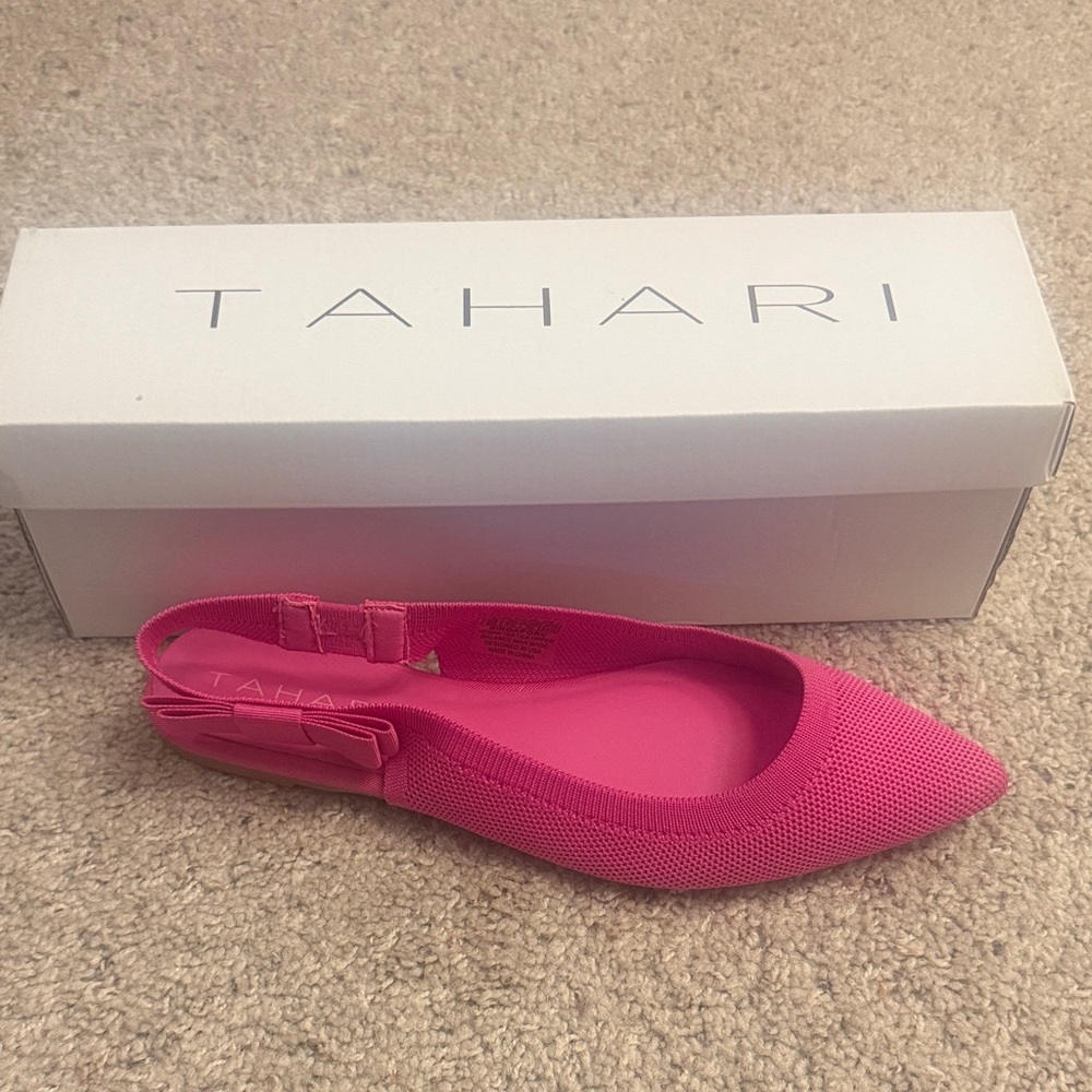 Tahari Bright Pink Pointed Slingback Flat